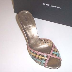 DOLCE & GABBANA multi snake weave lthr slide 37.5
